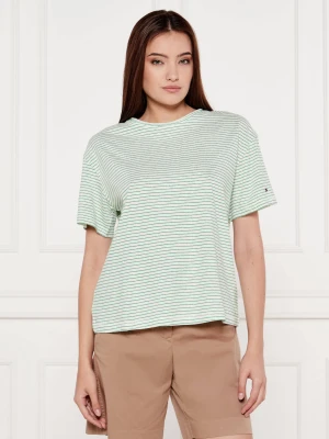 Tommy Hilfiger T-shirt | Loose fit | z dodatkiem lnu zielony