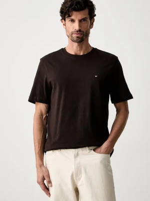 Tommy Hilfiger T-shirt męski bawełniany brązowy