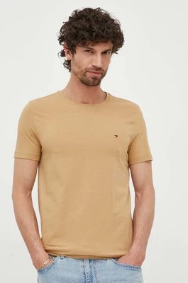 Tommy Hilfiger t-shirt męski kolor beżowy gładki MW0MW10800