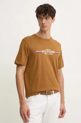 Tommy Hilfiger t-shirt męski kolor brązowy z nadrukiem MW0MW36480