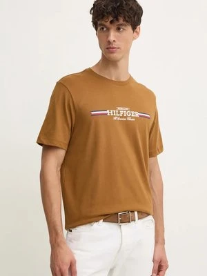 Tommy Hilfiger t-shirt męski kolor brązowy z nadrukiem MW0MW36480