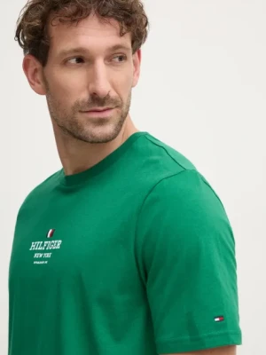 Tommy Hilfiger t-shirt męski kolor zielony z nadrukiem MW0MW38980