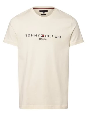 Tommy Hilfiger T-shirt męski Mężczyźni Bawełna biały|beżowy jednolity,