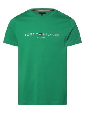 Tommy Hilfiger T-shirt męski Mężczyźni Bawełna zielony jednolity,