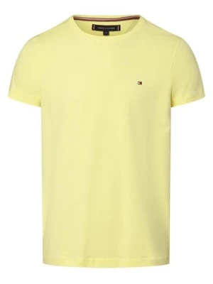 Tommy Hilfiger T-shirt męski Mężczyźni Dżersej żółty jednolity,