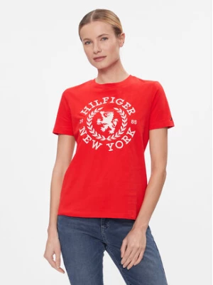 Tommy Hilfiger T-Shirt Reg Crest C-Nk Tee Ss WW0WW41058 Czerwony Regular Fit