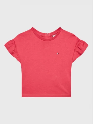 Tommy Hilfiger T-Shirt Ruffle KG0KG07101 M Różowy Regular Fit