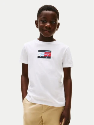 Tommy Hilfiger T-Shirt Script Flag KB0KB09725 Biały Regular Fit