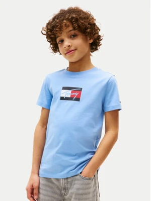 Tommy Hilfiger T-Shirt Script Flag KB0KB09725 Błękitny Regular Fit