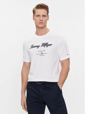 Tommy Hilfiger T-Shirt Script Logo Tee MW0MW33691 Biały Regular Fit