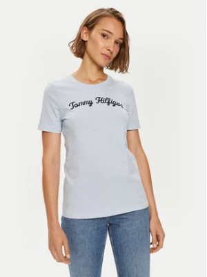 Tommy Hilfiger T-Shirt Script WW0WW42589 Błękitny Regular Fit