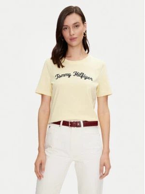 Tommy Hilfiger T-Shirt Script WW0WW42589 Żółty Regular Fit
