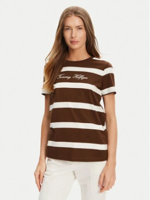 Tommy Hilfiger T-Shirt Script WW0WW45746 Brązowy Regular Fit