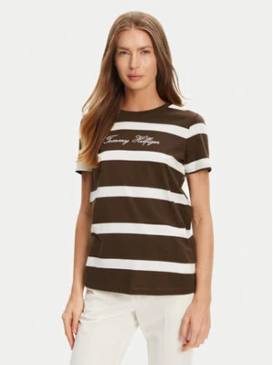 Tommy Hilfiger T-Shirt Script WW0WW45746 Brązowy Regular Fit