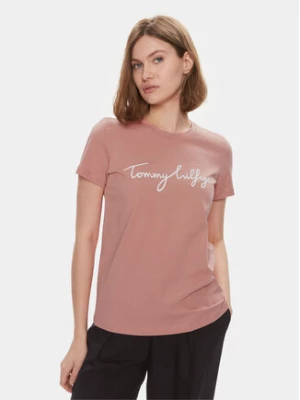 Tommy Hilfiger T-Shirt Signature WW0WW41674 Różowy Regular Fit