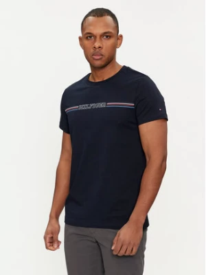 Tommy Hilfiger T-Shirt Stripe Chest MW0MW34428 Granatowy Slim Fit