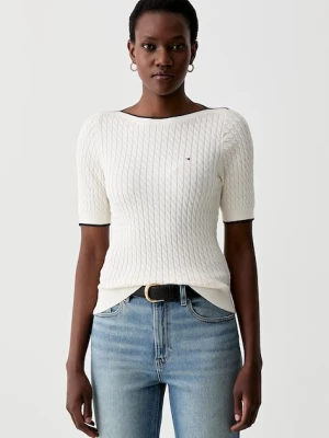 Tommy Hilfiger T-shirt swetrowy damski bawełniany beżowy
