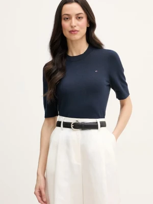 Tommy Hilfiger T-shirt swetrowy damski z bawełną granatowy