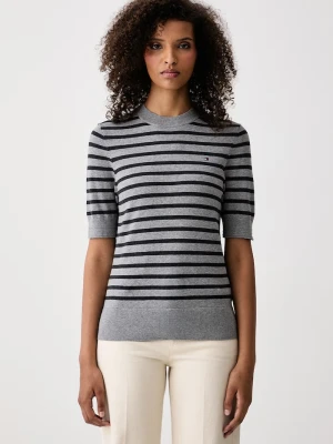 Tommy Hilfiger T-shirt swetrowy damski z bawełną szary