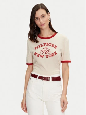 Tommy Hilfiger T-Shirt Varsity Ringer WW0WW42585 Beżowy Regular Fit