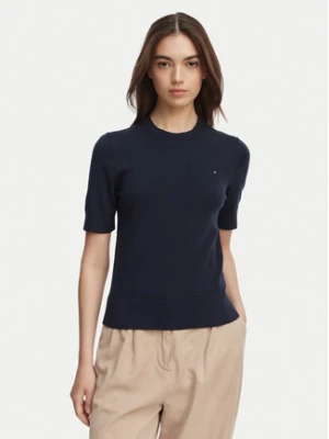 Tommy Hilfiger Sweter WW0WW49705 Granatowy Slim Fit