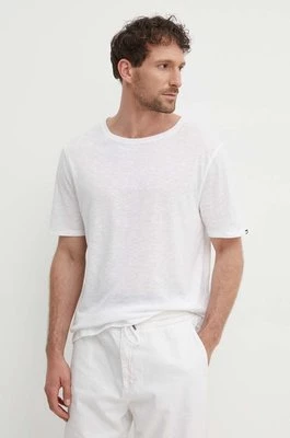 Tommy Hilfiger t-shirt z domieszką lnu kolor biały gładki UM0UM03226