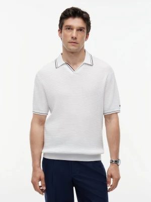 Tommy Hilfiger Tailored dzianinowa koszulka polo Mężczyźni Bawełna biały