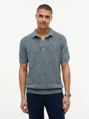 Tommy Hilfiger Tailored dzianinowa koszulka polo Mężczyźni Sztuczne włókno niebieski