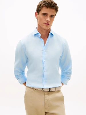 Tommy Hilfiger Tailored koszula lniana Mężczyźni Slim Fit len niebieski
