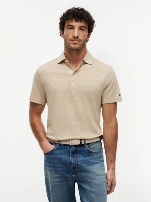 Tommy Hilfiger Tailored koszulka polo z lnu Mężczyźni Bawełna beżowy