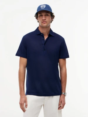 Tommy Hilfiger Tailored koszulka polo z lnu Mężczyźni Bawełna niebieski