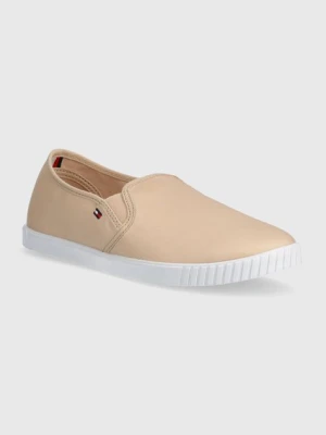 Tommy Hilfiger tenisówki CANVAS SLIP-ON SNEAKER damskie kolor beżowy FW0FW07806