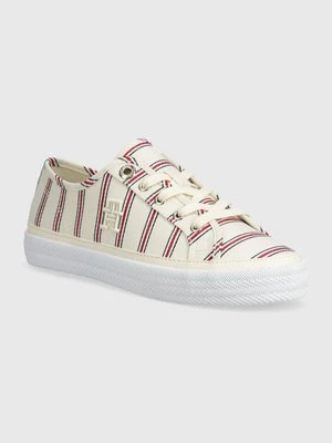 Tommy Hilfiger tenisówki VULC CANVAS SNEAKER SHIRTING damskie kolor beżowy FW0FW07672