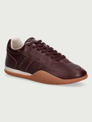 Tommy Hilfiger TH VINTAGE LOW RUNNER LEATHER sneakersy damskie skórzane bordowy