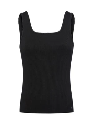 Tommy Hilfiger Top damski Kobiety Dżersej czarny jednolity,