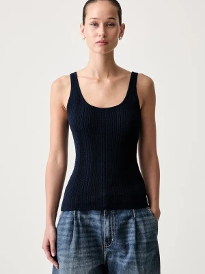 Tommy Hilfiger top damski z bawełną granatowy