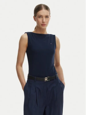 Tommy Hilfiger Top WW0WW47807 Granatowy Slim Fit