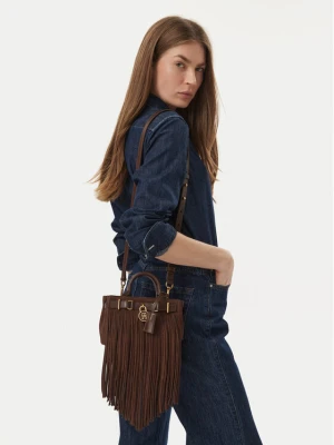 Tommy Hilfiger Torebka American Icon Micro Tote Fringes AW0AW19217 Brązowy ciemny