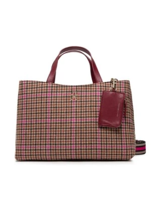 Tommy Hilfiger Torebka Life Satchel Check AW0AW14285 Brązowy