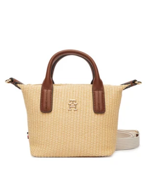 Tommy Hilfiger Torebka Popette Micro Tote Raffia AW0AW18526 Beżowy