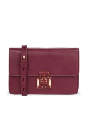 Tommy Hilfiger Torebka Pushlock Leather Small Crossover AW0AW15227 Bordowy