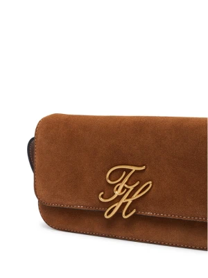 Tommy Hilfiger Torebka Script Leather Crossover Suede AW0AW19326 Brązowy