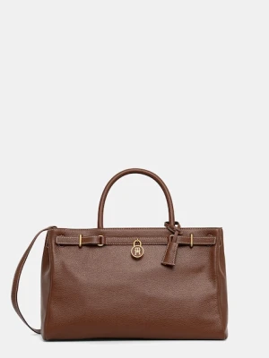 Tommy Hilfiger torebka skórzana kolor brązowy AW0AW17925