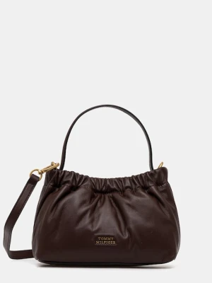 Tommy Hilfiger torebka skórzana kolor brązowy AW0AW18306