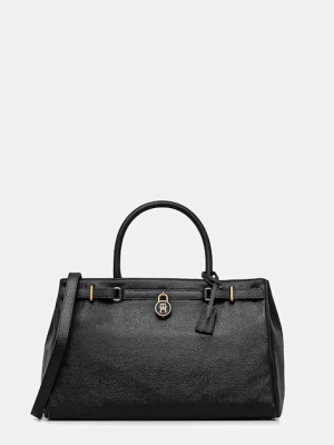 Tommy Hilfiger torebka skórzana kolor czarny AW0AW17925