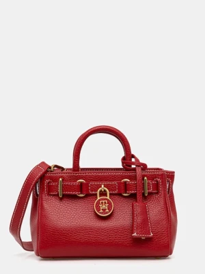 Tommy Hilfiger torebka skórzana kolor czerwony AW0AW18167