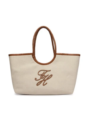 Tommy Hilfiger Torebka Th Elev Summ Maxi Tote Canvas AW0AW18629 Beżowy