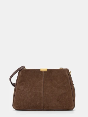 Tommy Hilfiger torebka zamszowa kolor brązowy AW0AW18201