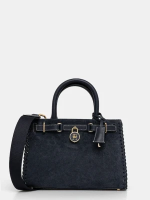 Tommy Hilfiger torebka zamszowa kolor granatowy AW0AW17469