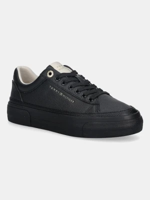 Tommy Hilfiger trampki TH PLATFORM SNEAKER TUMBLED LTR damskie kolor czarny FW0FW09018